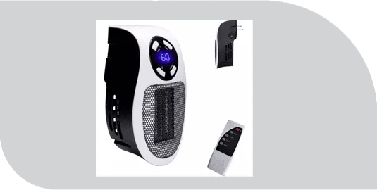 Ultra Air Heater with its remote control and fold-out plug